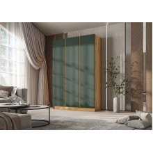 Шкаф 3-х. дв. арт.24.207.9 фасад ЛДСП изумрудный/каркас ЛДСП дуб крафт серый 1500х506хh2236мм вставка дуб крафт Кельвин