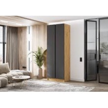 Шкаф 2-х. дв. арт.24.207.1 фасад ЛДСП графит/каркас ЛДСП дуб крафт 800х506хh2236мм вставка графит