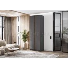 Шкаф 2-х. дв. арт.24.207.2 фасад ЛДСП графит/каркас ЛДСП графит 800х506хh2236мм вставка дуб крафт