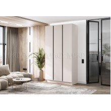 Шкаф 3-х. дв. арт.24.207.3 фасад ЛДСП кашемир/каркас ЛДСП кашемир 1200х506хh2236мм вставка графит Кельвин