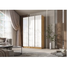 Шкаф 3-х. дв. арт.24.207.8 фасад ЛДСП белый глянец/каркас ЛДСП дуб крафт 1500х506хh2236мм вставка графит Кельвин