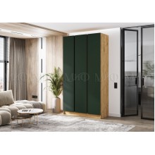 Шкаф 3-х. дв. арт.24.207.3 фасад ЛДСП изумрудный/каркас ЛДСП дуб крафт 1200х506хh2236мм вставка графит Кельвин