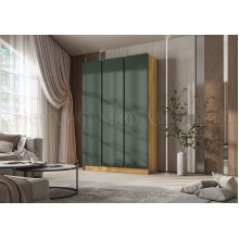 Шкаф 3-х. дв. арт.24.207.8 фасад ЛДСП изумрудный/каркас ЛДСП дуб крафт 1500х506хh2236мм вставка графит Кельвин