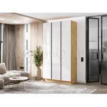 Шкаф 3-х. дв. арт.24.207.3 фасад ЛДСП белый глянец/каркас ЛДСП дуб крафт 1200х506хh2236мм вставка графит Кельвин