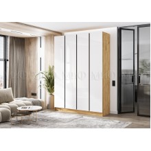 Шкаф 4-х. дв. арт.24.207.5 фасад ЛДСП белый глянец/каркас ЛДСП дуб крафт 1600х506хh2236мм вставка графит Кельвин