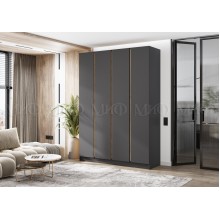 Шкаф 4-х. дв. арт.24.207.8 фасад ЛДСП графит/каркас ЛДСП графит 2000х506хh2236мм вставка дуб крафт Кельвин