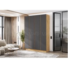 Шкаф 4-х. дв. арт.24.207.8 фасад ЛДСП графит/каркас ЛДСП дуб крафт 2000х506хh2236мм вставка дуб крафт Кельвин