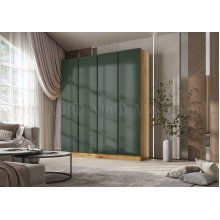 Шкаф 4-х. дв. арт.24.207.7 фасад ЛДСП изумрудный/каркас ЛДСП дуб крафт 2000х506хh2236мм вставка графит Кельвин