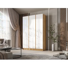 Шкаф 3-х. дв. арт.24.207.9 фасад ЛДСП белый глянец/каркас ЛДСП дуб крафт 1500х506хh2236мм вставка дуб крафт Кельвин