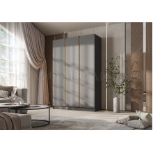 Шкаф 3-х. дв. арт.24.207.9 фасад ЛДСП графит/каркас ЛДСП графит 1500х506хh2236мм вставка дуб крафт Кельвин