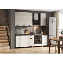 Кух.гарнитур 2.2м. арт.24.208.2 фасад ЛДСП крафт белый/каркас ЛДСП графит, высота верхних шкафов 900мм столешница 2200мм кастилло