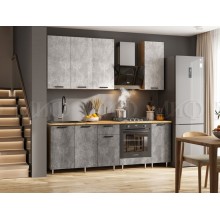Кух.гарнитур 2.2м. арт.24.208.1 фасад ЛДСП бетон светлый/каркас ЛДСП бетон темный, высота верхних шкафов 900мм столешница 2200мм дуб вотан  