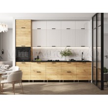 Кух.гарнитур 3.0м. арт.24.209 фасад ЛДСП дуб крафт/белый глянец/каркас ЛДСП дуб крафт,столешница 2400х600хh28мм кастилло  