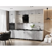 Кух.гарнитур 3.0м. арт.24.210 фасад ЛДСП бетон светлый/дуб крафт белый/каркас ЛДСП белый,столешница 2400х600хh28мм кастилло компановка №2