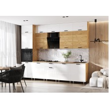 Кух.гарнитур 3.0м. арт.24.210.1 фасад ЛДСП дуб крафт/белый глянец/каркас ЛДСП дуб крафт,столешница 2400х600хh28мм дуб вотан комплектация №2