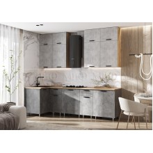 Кух.гарнитур 1.0х2.6м. арт.24.211.1 фасад ЛДСП бетон светлый/бетон темный/каркас ЛДСП дуб крафт,столешница1000+2000х600хh28мм дуб вотан  
