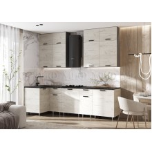 Кух.гарнитур 1.0х2.6м. арт.24.211.3 фасад ЛДСП дуб крафт белый/каркас ЛДСП графит,1000х2600мм столешница1000+2000х600хh28мм кастилло