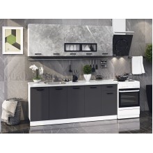 Кух.гарнитур 2.0м. арт.24.22 МДФ мрамор глянец холодный/ЛДСП белый  (800м+800+400 1 ящ.) столешница антарес 800+400