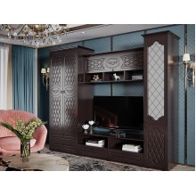 Модульная гостиная арт.24.29 МДФ шоколад матовый/ЛДСП венге 2600х524хh2116мм