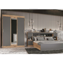 Модульная спальня арт.24.30 фасад ЛДСП дуб графит/каркас ЛДСП дуб крафт