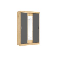 Шкаф-купе 3-х. дв. арт.24.30.4 фасад ЛДСП графит/каркас ЛДСП дуб крафт 1300х520хh2016мм Басямиф