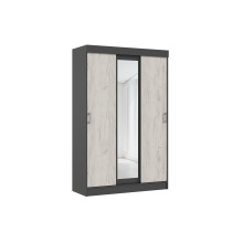 Шкаф-купе 3-х. дв. арт.24.30.4 фасад ЛДСП дуб крафт белый/каркас ЛДСП графит 1300х520хh2016мм Басямиф