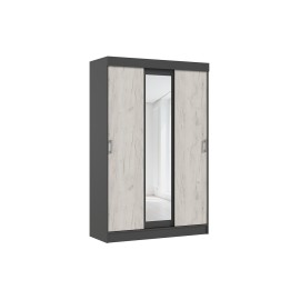 Шкаф-купе 3-х. дв. арт.24.30.4 фасад ЛДСП дуб крафт белый/каркас ЛДСП графит 1300х520хh2016мм Басямиф