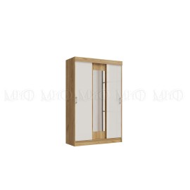 Шкаф-купе 3-х. дв. арт.24.30.4 фасад ЛДСП белый глянец/каркас ЛДСП дуб крафт 1300х520хh2016мм Басямиф