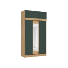 Шкаф-купе 3-х. дв. арт.24.30.4.1 фасад ЛДСП изумрудный/каркас ЛДСП дуб крафт 1300х520хh2400мм с антресолью Роджинамиф/Басямиф