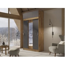 Шкаф-купе 3-х. дв. арт.24.30.4.1 фасад ЛДСП графит/каркас ЛДСП дуб крафт 1300х520хh2400мм с антресолью Роджинамиф/Басямиф