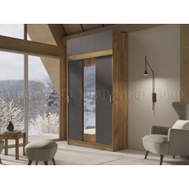 Шкаф-купе 3-х. дв. арт.24.30.4.1 фасад ЛДСП графит/каркас ЛДСП дуб крафт 1300х520хh2400мм с антресолью Роджинамиф/Басямиф