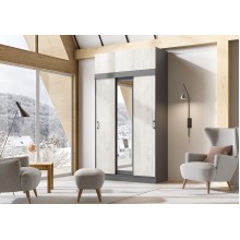 Шкаф-купе 3-х. дв. арт.24.30.4.1 фасад ЛДСП дуб крафт белый/каркас ЛДСП графит 1300х520хh2400мм с антресолью Роджинамиф/Басямиф