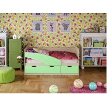 Кровать 1-сп. арт.24.32 (800х1600) МДФ салатовый металлик/ЛДСП дуб беленый 1636х850хh800мм