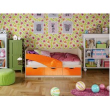 Кровать 1-сп. арт.24.32 (800х1600) МДФ оранжевый металлик/ЛДСП дуб крафт белый 1636х850хh800мм