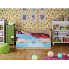 Кровать 1-сп. арт.24.32 (800х1600) МДФ бирюза матовая/ЛДСП дуб крафт белый 1636х850хh800мм