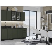 Кух.гарнитур 2.0м. арт.24.33 фасад МДФ холст темно-зеленый/каркас ЛДСП графит (800м+800+400) столешница 2.0м комплектация №1