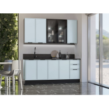 Кух.гарнитур 2.0м. арт.24.33.1 фасад МДФ браш деним блю/каркас ЛДСП графит (800м+800+400 3ящ.) столешница 2.0м высота верхних шкафов 900мм