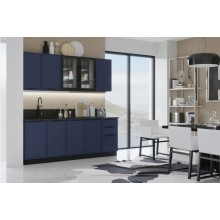 Кух.гарнитур 2.0м. арт.24.33 фасад МДФ холст сапфировый/каркас ЛДСП графит (800м+800+400) столешница 2.0м комплектация №1