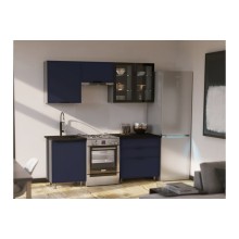 Кух.гарнитур 2.0м. арт.24.33.2 фасад МДФ холст сапфировый/каркас ЛДСП графит (600м+800 3 ящ) комплектация №2