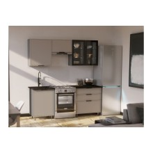 Кух.гарнитур 2.0м. арт.24.33.2 фасад МДФ холст латте/каркас ЛДСП графит (600м+800 3 ящ) комплектация №2