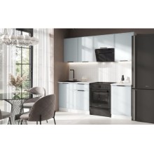 Кух.гарнитур 2.1м. арт.24.33.3 фасад МДФ браш дэним блю/каркас ЛДСП графит (500м+500 1 ящ+500)  