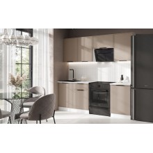 Кух.гарнитур 2.1м. арт.24.33.3 фасад МДФ холст латте/каркас ЛДСП графит (500м+500 1 ящ+500)  