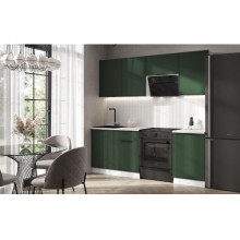 Кух.гарнитур 2.1м. арт.24.33.3 фасад МДФ темно-зеленый/каркас ЛДСП графит (500м+500 1 ящ+500)  