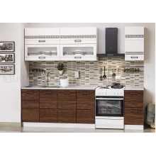 Кух.гарнитур 2.0м. арт.24.37 фасад МДФ БЕЛЫЙ ГЛЯНЕЦ ХОЛОДНЫЙ/ДЕРЕВО/каркас ЛДСП белый (800м+800+400 с 3мя ящ.) Техно-4