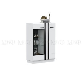 Шкаф-стекло низкий арт.24.34.5 фасад МДФ белый глянец холодный/ каркас ЛДСП белый 1000х442хh1454мм (подсветка +2000 руб) Магнолия  