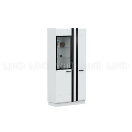 Шкаф-стекло высокий арт.24.34.4 фасад МДФ белый глянец холодный/ каркас ЛДСП белый 1000х442хh2126мм (подсветка +2000 руб) Магнолия  