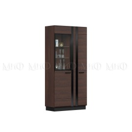 Шкаф-стекло высокий арт.24.34.4 фасад МДФ дерево/ каркас ЛДСП орех 1000х442хh2126мм (подсветка +2000 руб) Магнолия  
