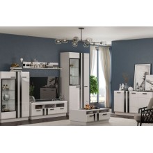 Модульная гостиная арт.24.34 фасад МДФ белый глянец холодный/ каркас ЛДСП белый