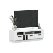 Тумба под ТВ арт.24.34.3 фасад МДФ белый глянец холодный/ каркас ЛДСП белый 1500х442хh500мм  