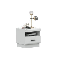 Тумба прикроватная арт.24.34.9 фасад МДФ белый глянец холодный/ каркас ЛДСП белый 500х442хh500мм 